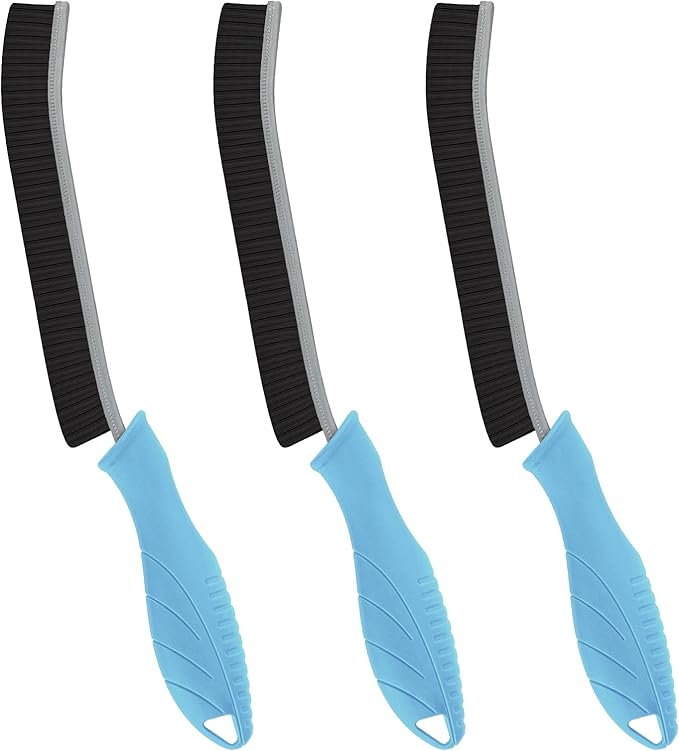 Hard Bristle Crevice Cleaning Brush - Cleaning Supplies - Household Crevice Cleaning Tools - Multi-Purpose Crevice Brushes for Kitchen, Toilet, Window, Vehicle, Faucets, Grout (3, Blue)