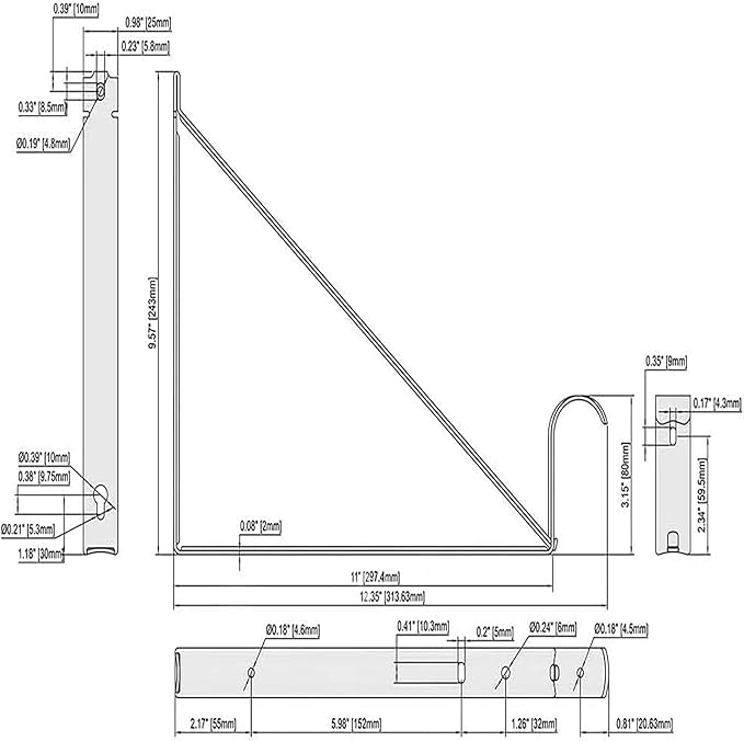 HOME MASTER HARDWARE Heavy Duty Closet Shelf Rod Brackets Supports 250lbs, Wall Mounted Closet Shelves Bracket with Rod Shelving Support, White with Screws 10-Pack