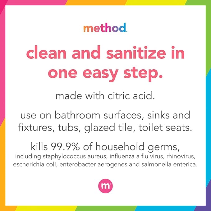 Method Antibacterial Bathroom Cleaner, Kills 99.9% of household germs, Spearmint, 28 Fl Oz, 4 pack