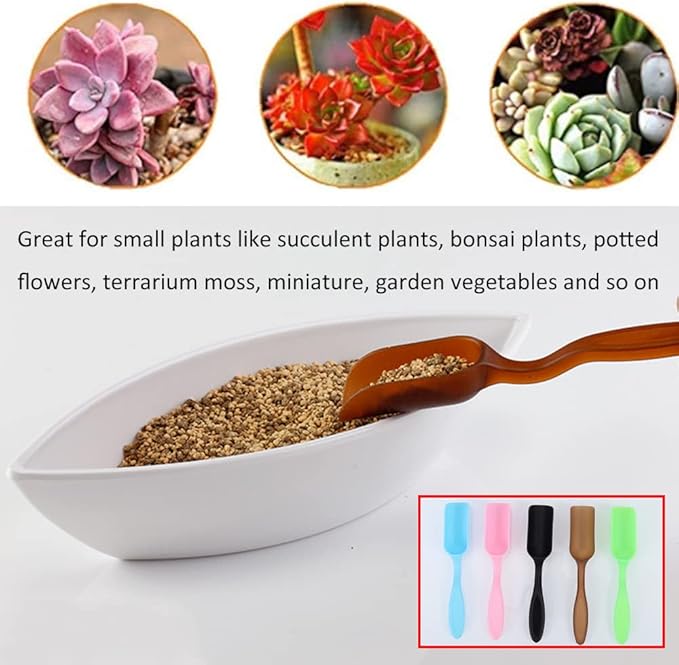 10 PCS Plastic Mini Gardening Shovel Spoons Soil Scoops, Cultivation Digging Transplanting Gardening Tools for Succulents Potted Flowers, Bath Salt Spoons/Washing Powder Scoops/Loose Tea-Leaf Scoops