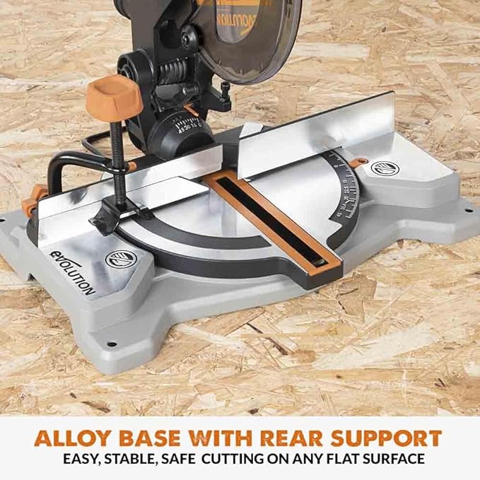 Evolution R185CMS-Li 7-1/4" Cordless Compound Miter Saw, Multi-Material TCT Blade, 20V EXT Li-Ion, Battery & Charger Included, Cuts Wood, Metal, Plastic, 45° Miter & 45° Bevel, Compact & Powerful