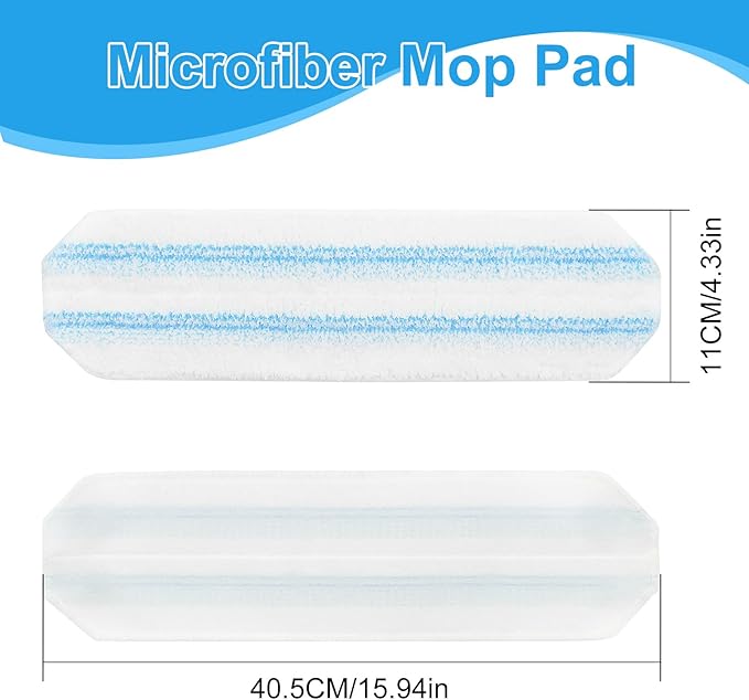 Mop Replacement Pads for O Cedar H2prO Flat Mop System, Mop Handle for O-Cedar H2pro Mop, Reusable Microfiber Mop Pads for Ocedar Flat Mop, Include 4 Mop Pad Refills and 4-Section Mop Handle