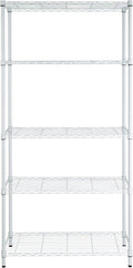 Honey-Can-Do 5-Tier Heavy-Duty Adjustable Shelves, Metal Storage Rack with 200-lb Shelf Capacity, White, 14" W x 36" L x 72" H
