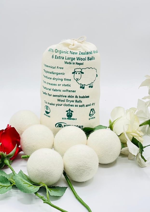 Wool Dryer Balls (Set of 6) - 7cm Handmade XL Natural, Chemical-Free, Sustainable Laundry Balls