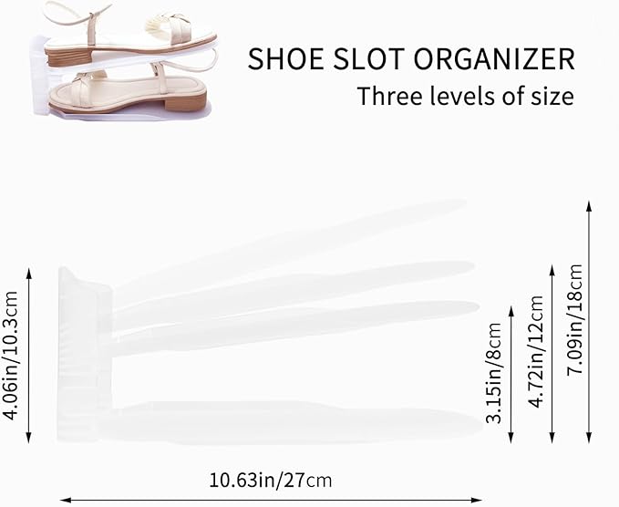 10 Pieces Shoe Slot Organizer, Double Layer Adjustable Shoe Rack Storage Rack, Saving Space in Wardrobe and Shoe Cabinet (Clear)