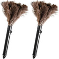 Retractable Feather Duster-Genuine Ostrich Feathers,Anti-Static,Reusable Eco-Friendly Handheld Cleaning for Keyboard,Home,Car,Office(10 to 15 Inches) 2 Pack