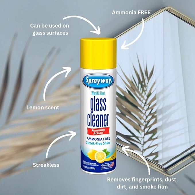 Sprayway, Lemon Scent Foaming Action Ammonia Free Glass Cleaner, 19 Ounce