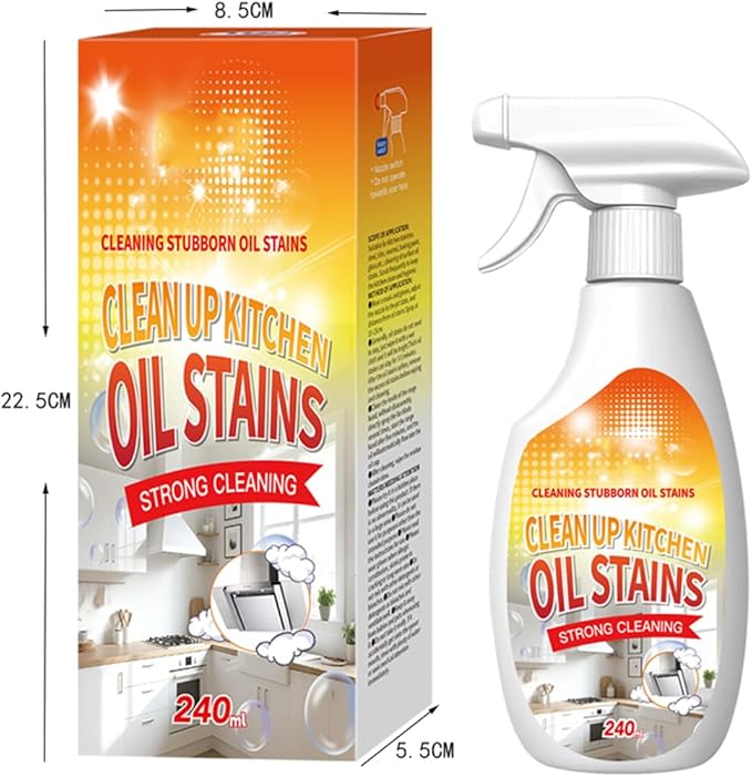 Clean Up Kitchen Oil Stains Spray,Kitchen Cleaner Spray,Heavy Oil Cleaner Stain,All-Purpose Cleaning Spray for Kitchens Oil Stain Remover (8.45oz)