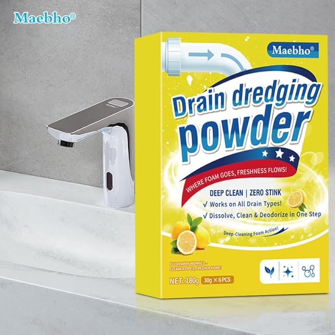 Garbage Disposal and Drain Pipe Cleaner, Drain Line Cleaner Rapid-Foam Fast-Acting Sink Pipe Dredge Cleaner Powders 6 Unit Pack for Kitchen Toilet Pipe Dredging