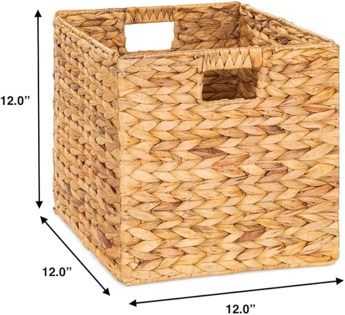12x12in Wicker Storage Baskets - Large Cube Storage Bins for Bedroom, Living Room, Nursery (2 Packs)