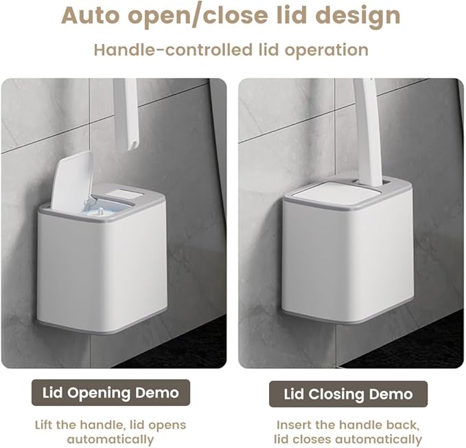 Disposable Toilet Brush Cleaning System with 24pcs Refill Pad Replacement Heads, Toilet Cleaning Stick, Wall-Mounted Toilet Wand Kit for Bathroom Maintenance, Toilet Brush with Holder