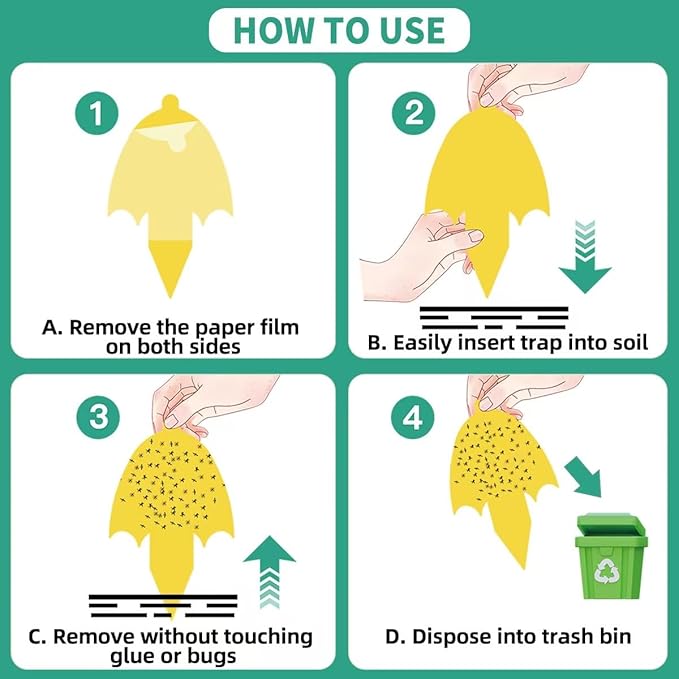 Innovative Ver. 2.0 Yellow Fungus Gnat Traps, Easier to Use, No Touching Glue Or Bugs, 36 Traps,Targets Species for Gnat, Fruit Fly & Pests, Thoughtfully Designed, High Capture Rate, Kid & Pet Safe