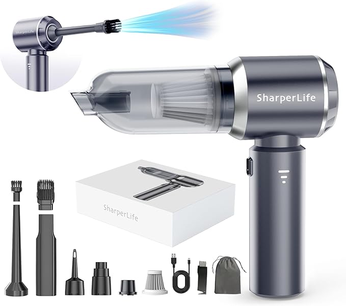 Sharperlife Clearance Cordless Handheld Vacuum, Portable Rechargeable 15000Pa Strong Suction Vacuum, 30mins Runtime Lightweight for Car Home Camping