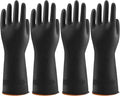 Bamllum 4 Pairs Black Rubber Dishwashing Gloves - Reusable Cleaning Gloves for Kitchen, Household, Anti-Slip, Flexible & Long-Lasting (Large)