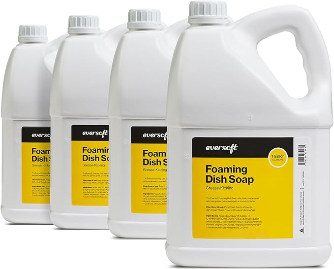 EZbrnd Eversoft Foaming Dish Soap Gallon Refill, 4 x 1gallon, Yuzu Scent