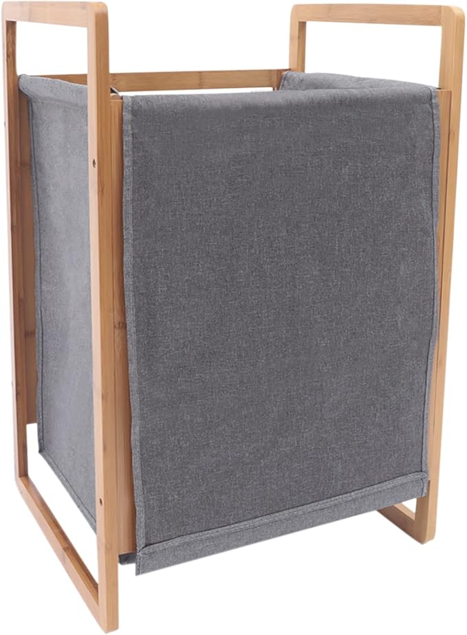 One-Section Organizer Storage Shelf with Bamboo Frame and Baskets Storage Drawers Unit,Laundry Towel Hamper Cabinet Tower One Part Compartment Sorter Basket