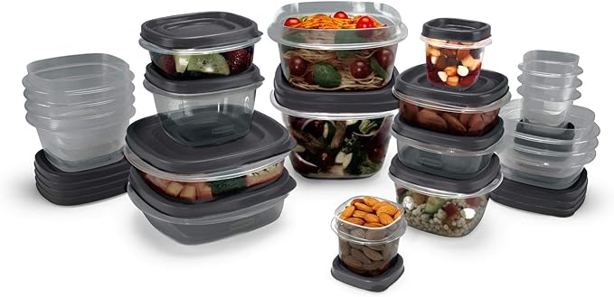 Rubbermaid EasyFindLids Food Storage Containers with SilverShield Antimicrobial Protection, 42-Piece Set, BPA-Free, Grey