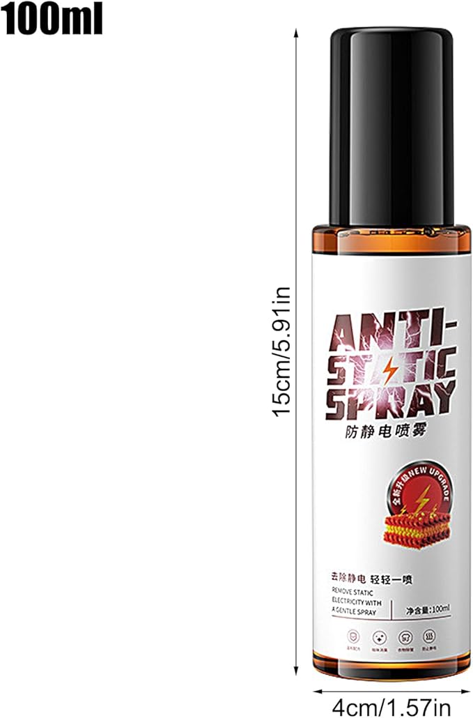 Anti Static Spray - Clothes Static Remover, Instant Travel Size 100ml | Fabric Electricity Eliminator for Shirts, Dresses, Jackets, Skirts, Sweaters, Pants, Daily Wear, Portable Clothing Solution