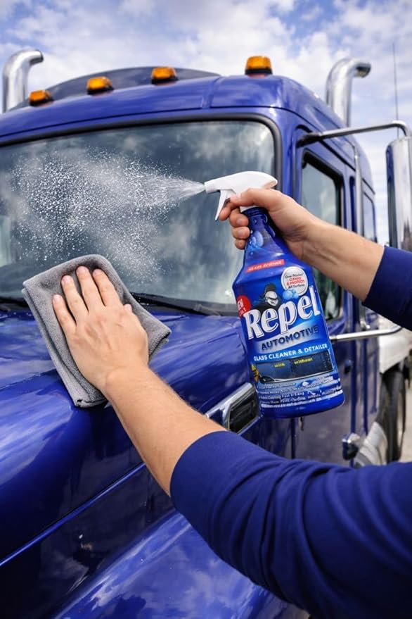 Repel Auto Glass Cleaner, Streak-Free with Protective Nano Barrier. Minerals, & Grime. Makes Glass Self-Cleaning. Safe & Non-Toxic - 32 oz