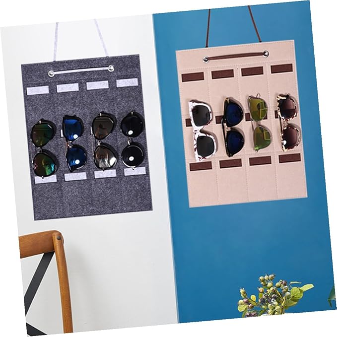 Alipis Felt Sunglasses Organizer Hanging Bag Wall Pocket Storage Pouch 30x40cm Small Camel Eyewear Holder for Door and Wall Hanging
