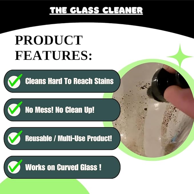 The Glass Cleaner Magnetic Kit | Mini/Small, 9.5 mm Size | For Water Pipes, Vases, Windows, Aquariums and Small & Unique Sizes | Cleans Hard to Reach Stain | Magnet Glass Cleaner | Free Scrubber Pads