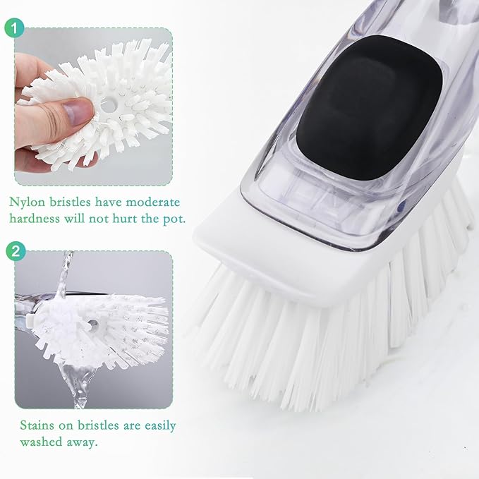 New Brush Refills for OXO New Soap Dispensing Dish Brush - 4 Pack Dish Brush Cleaning Soap Dispensing Head Replacement for Scrubber