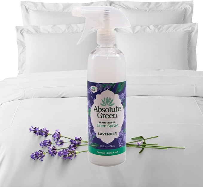 Absolute Green Lavender Linen and Fabric Spray, Freshen Fabrics, Laundry and Pillows, Pet Safe, Natural Lavender Scent, 16 oz