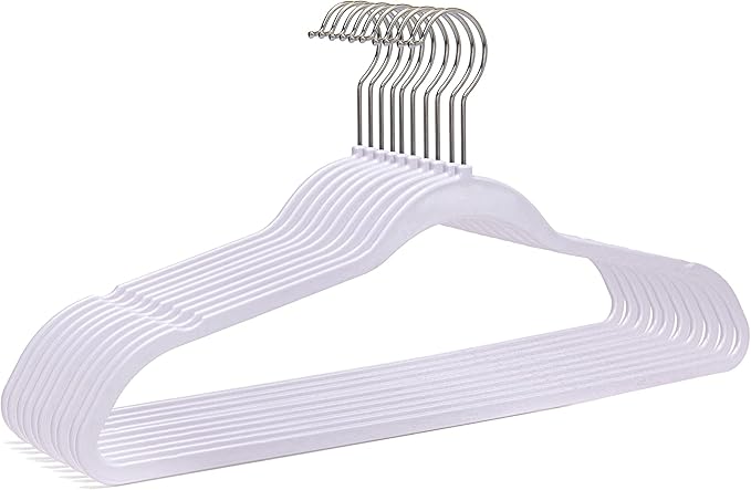 Quality Hangers 160 Pack Non-Velvet Plastic Hangers for Clothes - Heavy Duty Coat Hanger Set - Space-Saving Closet with Chrome Swivel Hook, Functional Non-Flocked Hangers - Cream White