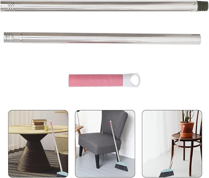 Stainless Steel Push Broom Handle Stick Replacement with Random Color Plastic Grip Sweeping Mop Handle for Easy Assembly and Household Cleaning Random Color
