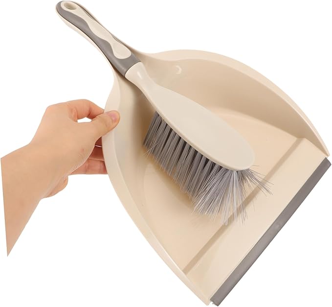 1Set Kitchen Desktop Cleaning Brush Broom Dustpan Kit Ergonomic Home Cleaning Accessory Durable and Flexible Bristles for Easy Dust Removal White