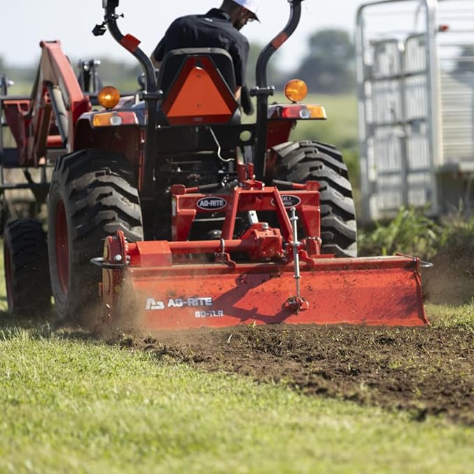 48" Rotary Tiller – Gear-Driven 3-Point Tiller for Tractors 20-35 HP, 36 Heavy-Duty Tines, Max 6.89” Depth – PTO Powered Category 1 Tiller for Gardens, Farms & Landscaping
