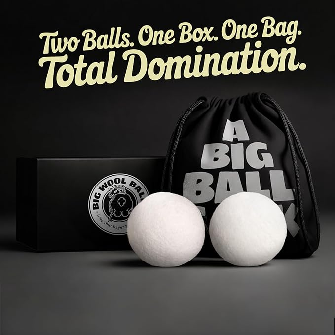 XXL 3.75in Wool Dryer Balls – Twice The Size of XL | 100% Organic New Zealand Wool | Shorten Drying Time | Reduce Static & Wrinkles Fast (by BigWoolBalls) (XXL Mega Size, 3.75in Diameter)