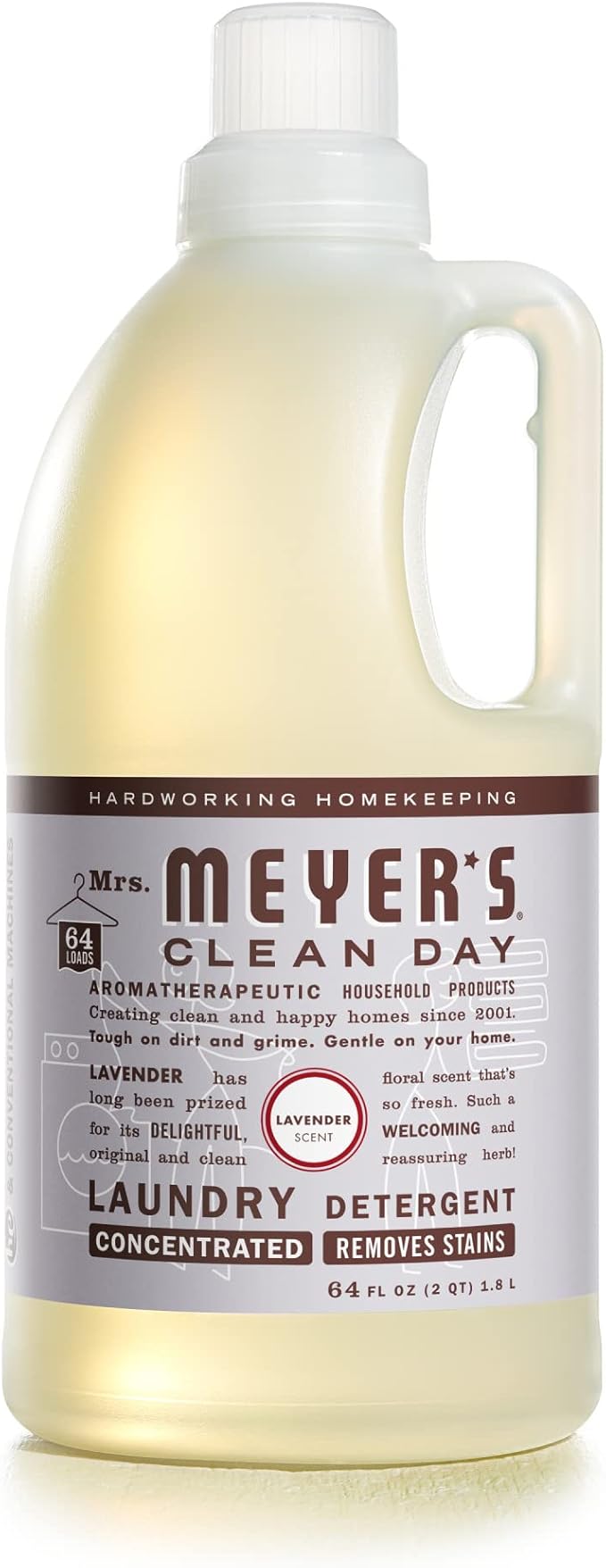 MRS. MEYER'S CLEAN DAY Liquid Laundry Detergent, Infused with Essential Oils, Lavender, 64 oz (64 Loads)