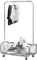 AUGMIRR Garment Rack With Storage Baskets,Clothing Rack for Hanging Clothes, Multi-functional Bedroom Clothes Rack with Wheels for Bedroom, Living Room, Easy Assembly (24inch length)