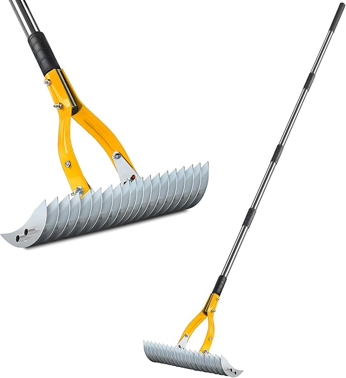 Thatch Rake,15" Lawn Dethatcher Rakes,Dead Grass Remover,Manual Dethatching Rake with Adjustable Length Handle,Scarifier Rake,Thatching Rakes for Lawns Grass Loosening Soil