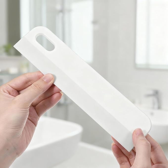 8.6" Bathroom Squeegee Kitchen Countertop Squeegee for Shower Small Silicone Squeegees for Glass Doors Window Cleaning Scraper for Mirror Sink Counter Bathroom, White Grey