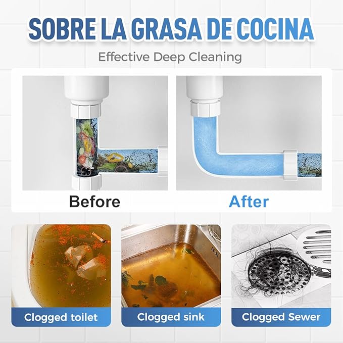 Upgrade Drain Clog Remover, Powerful Pipe Dredging Agent, Sink Drain Cleaner for Kitchen Bathroom, Unclogging Solution for Pipes, Toilets & Showers (3PCS)