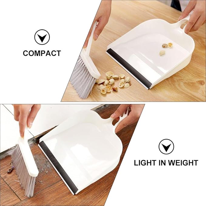 Uonlytech Mini Desktop Cleaning Set Small Broom and Dustpan Brush Set Portable White Handheld Cleaning Accessory for Home Office Keyboard Dust Removal