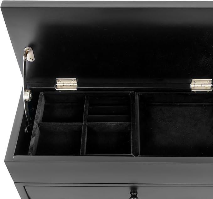 Valet Stand with Drawer and Top Tray, Wood Mens Suit Valet Stand with Wood Base, Freestanding Clothes Valet Stand with Hanger, Storage Organizer for Entryway Office Living Room (E, Black)