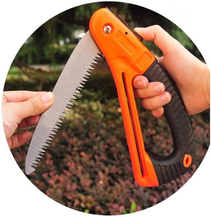 Edward Tools Harden Folding Pruning Saw with SafeGaurd Handle - 7” Hight Hardness Steel 3 Sided Razor Tooth Blade for Cutting Trees and Limbs - Saw for Camping, Hunting, Wood Clearing