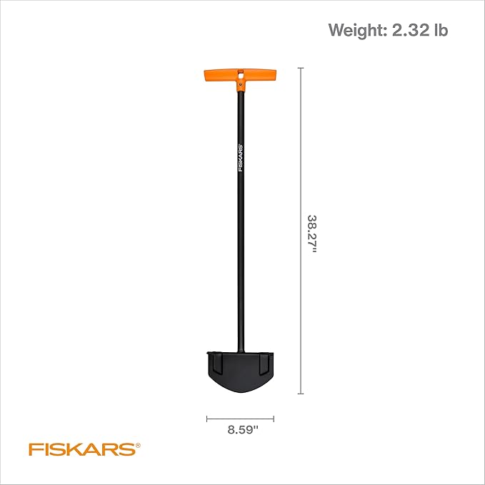 Fiskars 38.5" Steel Edger Lawn Tool, Manual Long-Handled Edger for Grass and Garden Tiller for Soil, Garden and Yard Tool