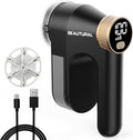 BEAUTURAL Fabric Shaver, Rechargeable Lint Remover, Electric Portable Sweater Defuzzer with 3 Speeds, 6 Leaf Blades, Digital LED Display, Remove Pilling for Clothes, Furniture, Sweater, Couch, Blanket