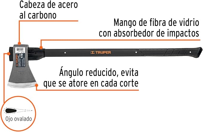 TRUPER ML-4M European Style Axes, 36" Oak Handle 4 Lb (1.8 Kg)