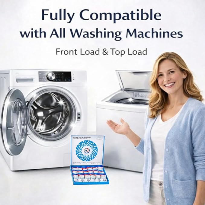 Washing Machine Cleaner Tablets - Penetrating Deep Clean Washer Cleaner Tablets For Front Loader And Top Load HE - Active Formula Tub Descaler Deodorizer