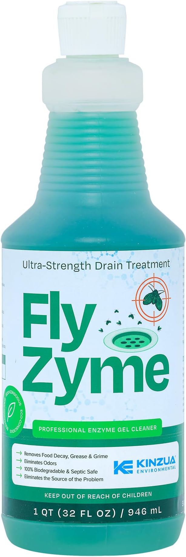 Fly-Zyme, Highly Concentrated Enzyme Drain Cleaner for Pipes, Drain Gel for Fruit Flies, Organic Waste Degrader & Odor Neutralizer, 32 fl oz