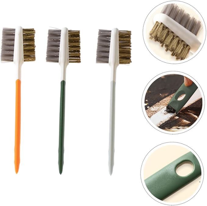 PRETYZOOM 3 Pcs Double-Ended Kitchen Cleaning Brush Set Mini Wire Brush for Gas Stove Cooktop Cleaning Stainless Steel Bristles for Dorm Home Use