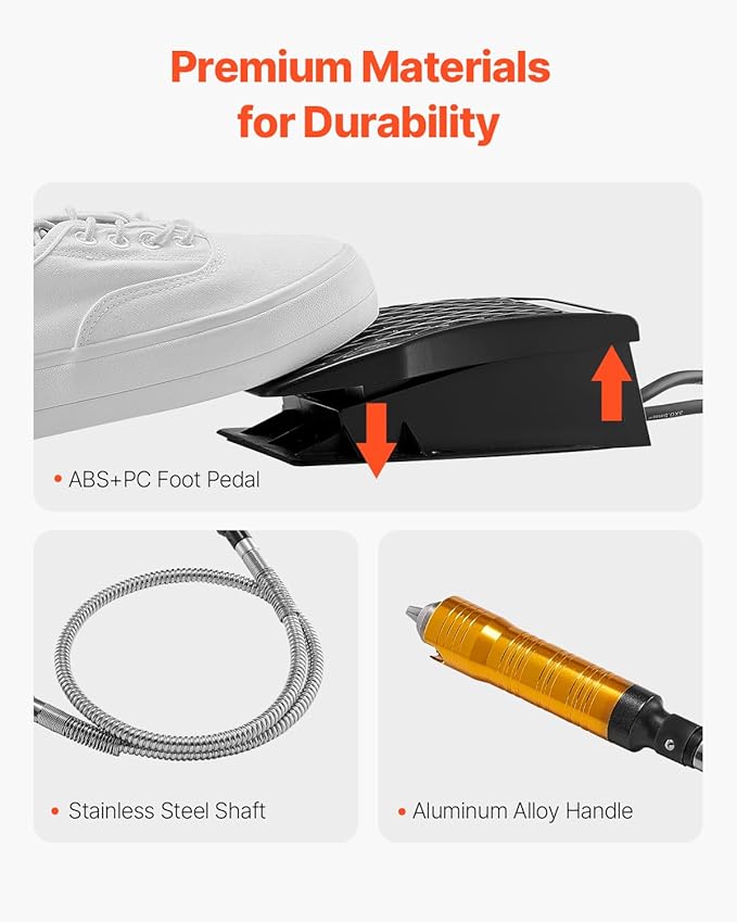 VEVOR Flex Shaft Grinder, 1200W 30,000RPM Electric Flex Shaft Rotary Tool Carver, Multi-functional Hanging Grinding Machine with 31PCS Accessories & Foot Pedal for Carving Buffing Drilling Polishing