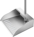Dust Pans with Long Handle,Heavy Duty Metal Dust Pan with Handle,Upright Stand Up Dustpan with Dust Pan Teeth to Clean Hair for Home Kitchen Office Lobby Floor Garden