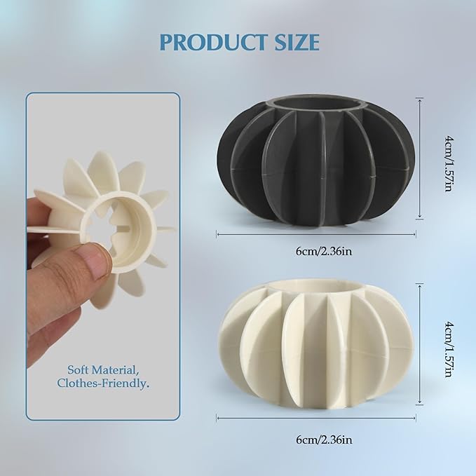 4Pcs Ech.Apr Reusable Laundry Balls, TPR Washing Machine Cleaner Ball, Anti-Tangle Washer Dryer Accessory