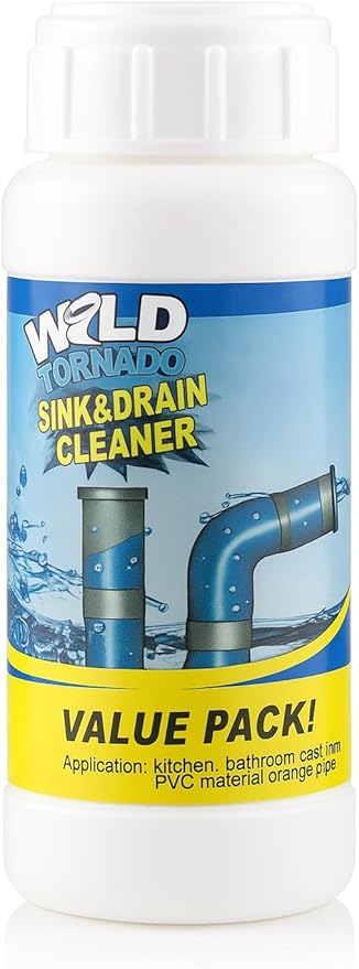 Wild Tornado Sink and Drain Cleaner Powder – Powerful Foaming Drain Cleaner for Kitchen, Bathroom, Toilet & Pipes – Fast-Acting Clog Remover, Deodorizes & Deep Cleans Drains (1)
